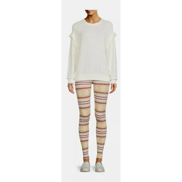 Time and True High Rise Fitted Leggings Size L (12-14) NWT Fairisle - Picture 3 of 5